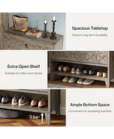 Tribesigns Shoe Cabinet with 2 Flip Drawers, Narrow Storage Organizer for Entryway, Freestanding Wood Rack Wooden Legs Adjustab