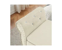 The Pop Home 63" Velvet Storage Ottoman Bench with Crystal Buckle, End-of-Bed 1 Pillow-The