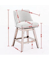 The Pop Home Set of 2 Counter Height Swivel Bar Stools, 26" Upholstered Chairs with 360° Swivel-The