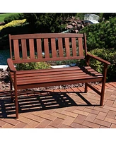 Sunnydaze Decor Solid Meranti Wood 2-Seat Outdoor Garden Bench with Rustic Teak Oil Finish