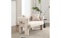 The Pop Home Modern Chenille Loveseat Bench, Comfy Upholstered 2-Seater Sofa for Living Room, Bedroom, & Leisure Areas-The