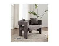 The Pop Home Modern Chenille Loveseat Bench, Comfy Upholstered 2-Seater Sofa for Living Room, Bedroom, & Leisure Areas-The