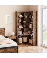gaomon Farmhouse Bookshelf Corner Bookcase 72.8” Large Bookcase