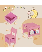 gaomon Kids Table and Chair Set,4-in-1 Wooden Activity Table