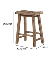 Slickblue Wooden Frame Saddle Seat Counter Stool with Angled Legs for Modern Rustic Decor