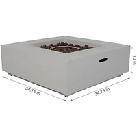 Contempo 34-Inch Square Propane Gas Fire Pit Bowl - Includes Weather Resistant Durable Cover and Lava Rocks