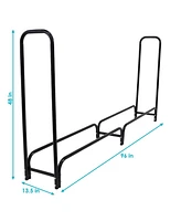 8-Foot Firewood Log Rack - Indoor/Outdoor Black Powder-Coated Steel Storage Accessory