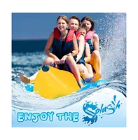 SereneLife 4-Person Inflatable Banana Boat, With Foot Pump & Repair Kit