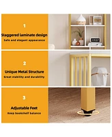 gaomon Modern Bookshelf with Drawers White Storage
