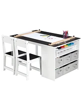gaomon Kids Art Table and 2 Chairs with Storage Bins,Toddler Activity Table
