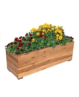 Sunnydaze Decor Indoor/Outdoor Rectangular Wood Planter Box - 24.25" Acacia Wood Planter with Removable Liner - Anthracite Stain