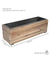 Sunnydaze Decor Indoor/Outdoor Rectangular Wood Planter Box - 24.25" Acacia with Removable Liner Anthracite Stain