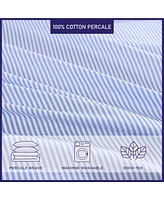 Poppy & Fritz Oxford Stripe Cotton Blue 3 Piece Duvet Cover Set-Full/Queen