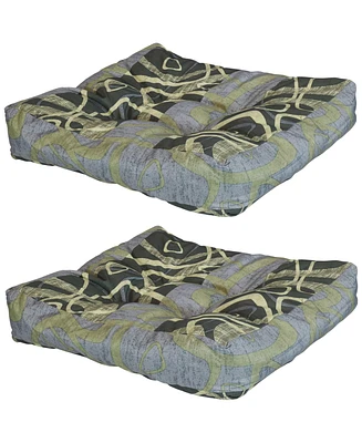 20-Inch Square Tufted Indoor/Outdoor Patio Cushions - Set of 2 Classic Red Stripe
