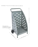 Firewood Log Cart with Wheels - Indoor or Outdoor Firewood Rack - Gray Powder-Coated Steel - 110 lb Capacity - 34" H