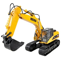 Dig and Drive Remote Control Excavator Toy - 1:20 Scale Light-Up Rc Construction Vehicle with Controller - Ages 8 and Up