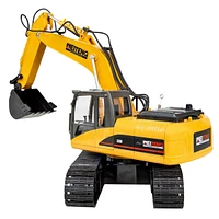 Dig and Drive Remote Control Excavator Toy - 1:20 Scale Light-Up Rc Construction Vehicle with Controller - Ages 8 and Up