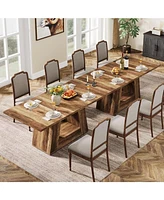 Tribesigns Dining Table for 4 to 6 People, 63" Rectangular Dining Room Table, Modern Wooden Faux Marble Dinner Table with Sturdy Base for Kitchen