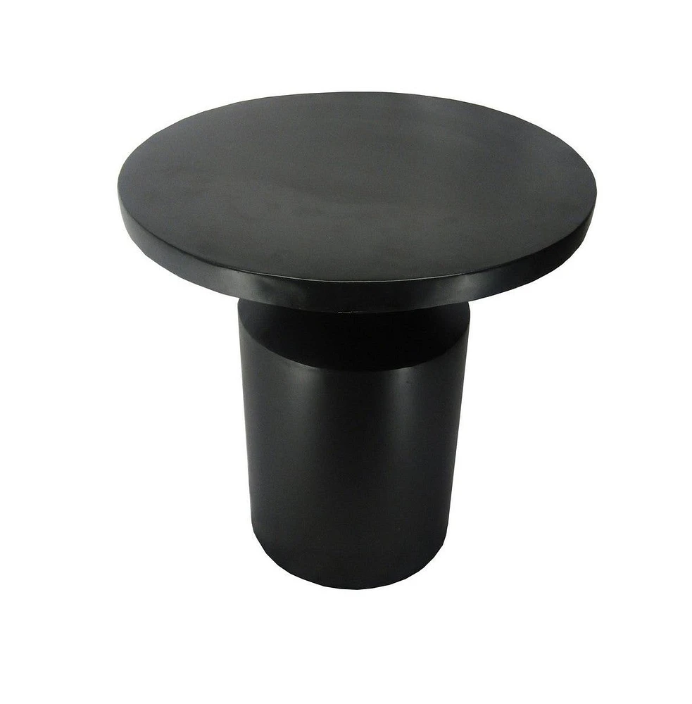 Slickblue Modern Round Iron Side Table with Pedestal Base for Sleek and Contemporary Home Decor