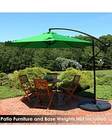 Sunnydaze Decor Outdoor Cantilever Offset Patio Umbrella - Outside Waterproof Polyester Shade Steel Pole Air Vent, Cross Base and Crank