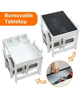 gaomon Kids Table and Chair Set, Wooden Activity Table with Storage Drawer for Toddlers Arts