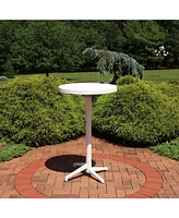 Sunnydaze Decor 28-Inch Round All-Weather Plastic Patio Bar Pub Table - Foldable Design - Commercial Grade - White