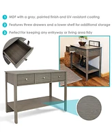 30-Inch H Hall Console Table with Drawers and Silver Knobs - Thunder Gray