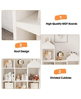 gaomon 7-Cubby Kids Bookshelf Wooden Toy Storage Organizer Bookcase
