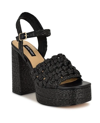 Nine West Women's Vadyn Woven Platform Block Heel Sandals