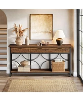 Tribesigns Console Table with Drawers, 70.9" Extra Long Entryway Table with Storage, Farmhouse Behind Couch Table Hallway Table Wood Accent Table for