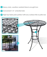 Sunnydaze Decor Elegant Black Wrought Iron Bar Table - 30-Inch Diameter x 39.5 Inches Tall - Dining Table Only