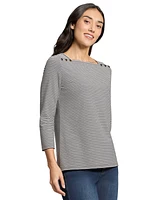 Jones New York Women's Feeder Stripe Square Neck Top