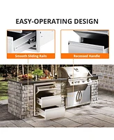 gaomon 16" W x 21" H x 23" D Outdoor Kitchen Drawers with Paper Towel Holder, Stainless Steel Outdoor Kitchen Drawers, 3-Layer Flush Mount Bbq Drawers