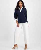 Nautica Jeans Women's Contrast Trim Cotton Tunic Top