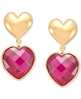 Macy's Ruby Heart Double Drop Earrings (12-1/10 ct. t.w.) in 24k Gold-Over Sterling Silver