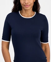 Nautica Jeans Women's Short-Sleeved Crewneck Sweater