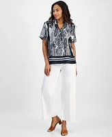 Nautica Jeans Women's Paisley-Print Camp Shirt