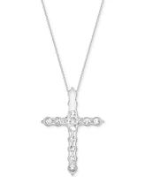 Diamond Cross Pendant Necklace (2 ct. t.w.) in 14k White Gold, 16" + 2" chain extender