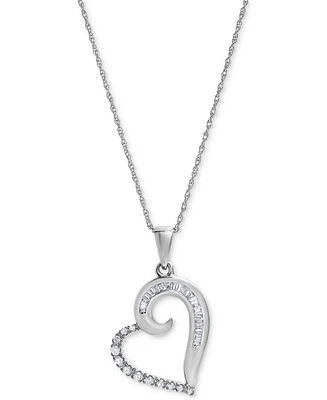 Diamond Heart 18" Pendant Necklace (1/5 ct. t.w.) in 10k White Gold