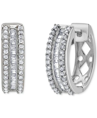 Diamond Triple Row Hoop Earrings (1/2 ct. t.w.) in 14k White Gold