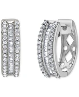 Diamond Triple Row Hoop Earrings (1/2 ct. t.w.) in 14k White Gold