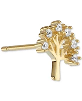 Cubic Zirconia Tree Stud Earrings (1/3 ct. t.w.) in 14k Gold over Sterling Silver