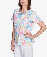 Alfred Dunner Women's Spring Butterfly Crew Neck Top