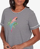 Alfred Dunner Women's Classic Crewneck Parrot Striped Top