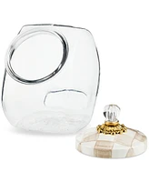 Mackenzie-Childs Mocha Check-Lid Clear Glass Cookie Jar