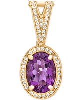 Amethyst (5-3/8 ct. t.w.) & White Topaz (3/4 ct. t.w.) Panther Link 18" Necklace in 14k Gold-Plated Sterling Silver