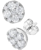 Diamond Cluster Stud Earrings (1 ct. t.w.) in 14k White Gold