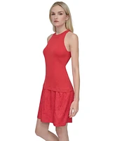 Dkny Women's Mixed-Media Jewel-Neck Cardigan Dress