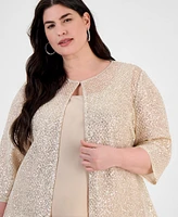 Alex Evenings Plus Embellished 3/4-Sleeve Jacket & Sleeveless Top Set