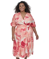 Dkny Plus Cotton Puff-Sleeve Fit & Flare Dress